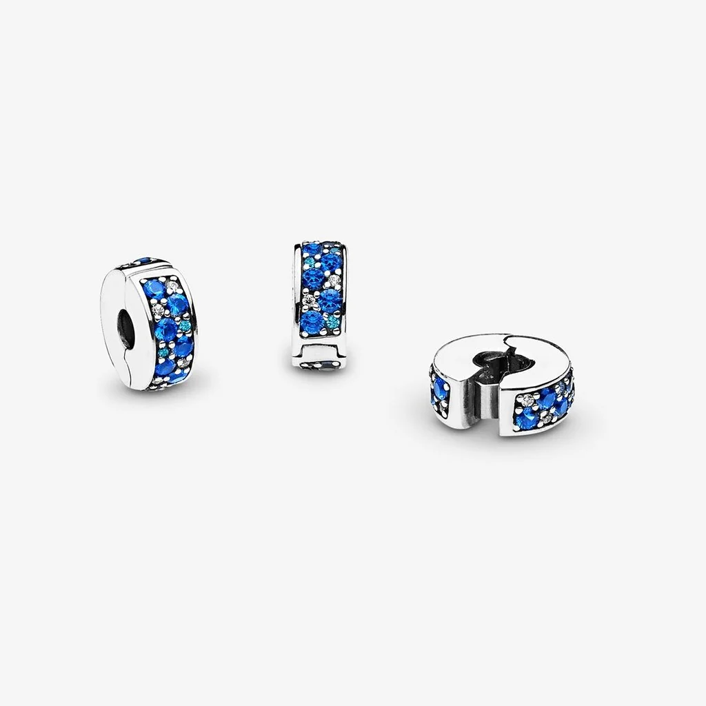 PANDORA : Blue Pavé Clip Charm - Image 4
