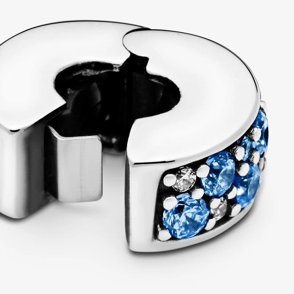 PANDORA : Blue Pavé Clip Charm - Image 7
