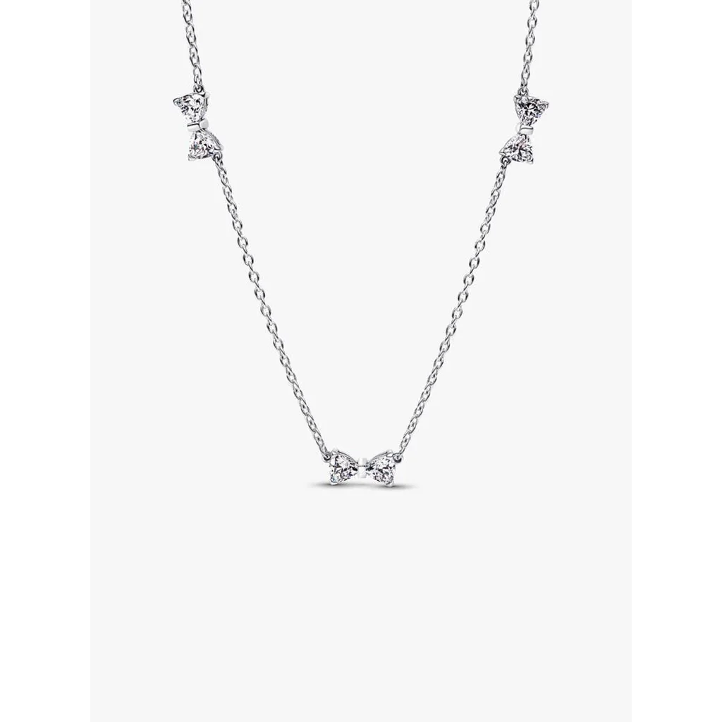 PANDORA : Clear Bow Station Chain Necklace