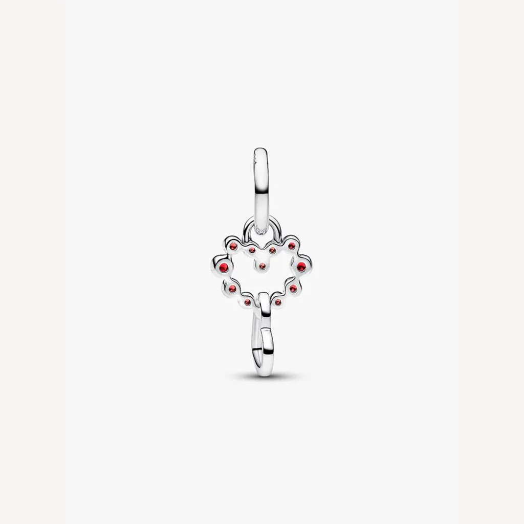 Pandora : Connected Hearts & Red Stones Dangle Charm - Image 2