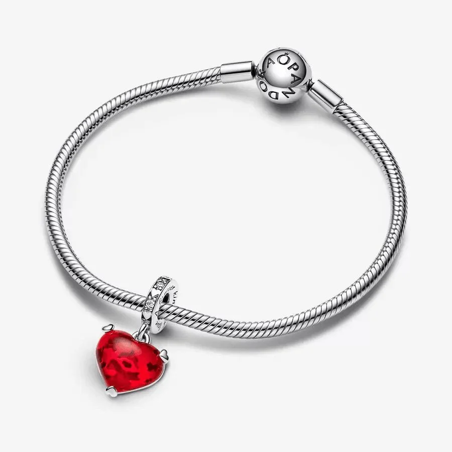 PANDORA : Disney Mickey & Minnie Mouse Kiss Red Murano Glass Dangle Charm - Image 4