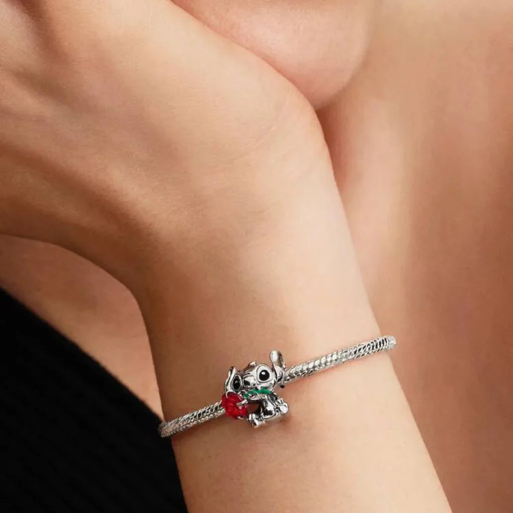 Pandora : Disney Stitch Rose Murano Glass Charm - Image 4