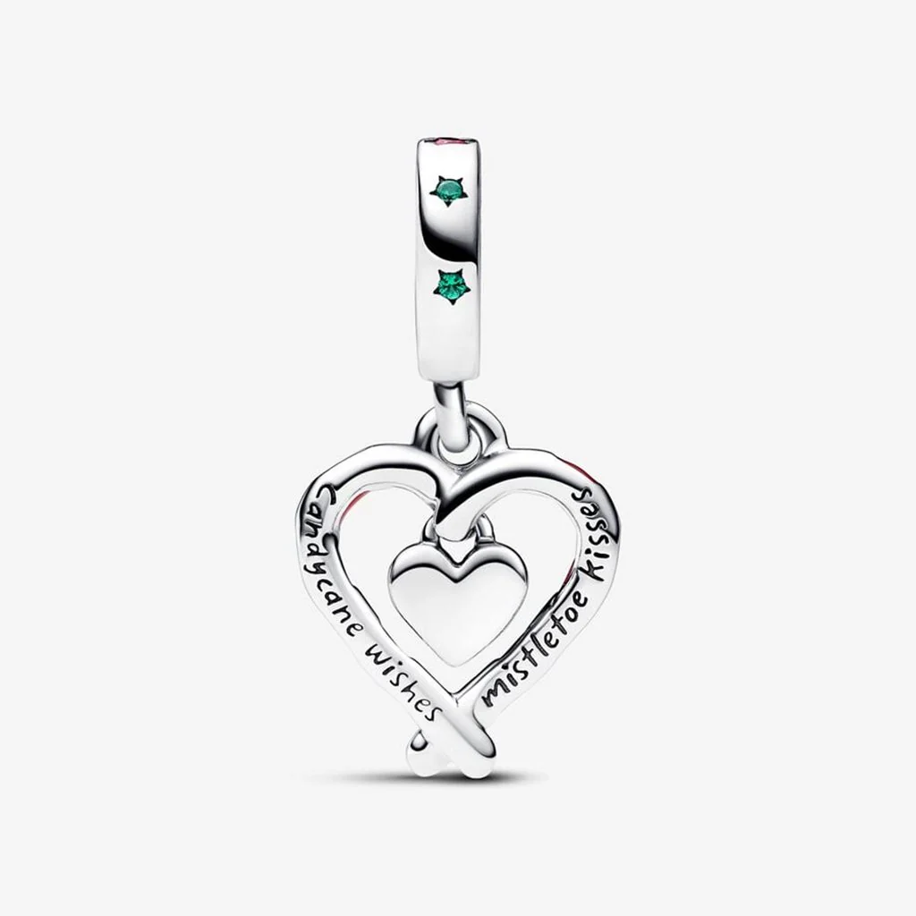 PANDORA : Double Candy Cane Heart Christmas Dangle Charm - Image 4