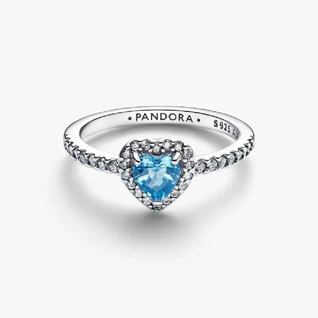 Pandora : Elevated Light Blue Heart Ring - Image 2