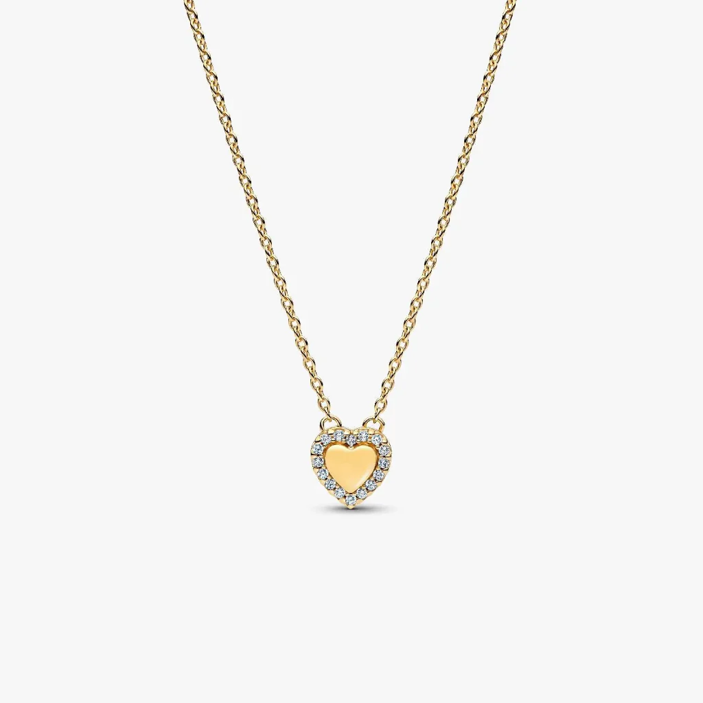 Pandora : Engravable Heart Halo Collier Necklace