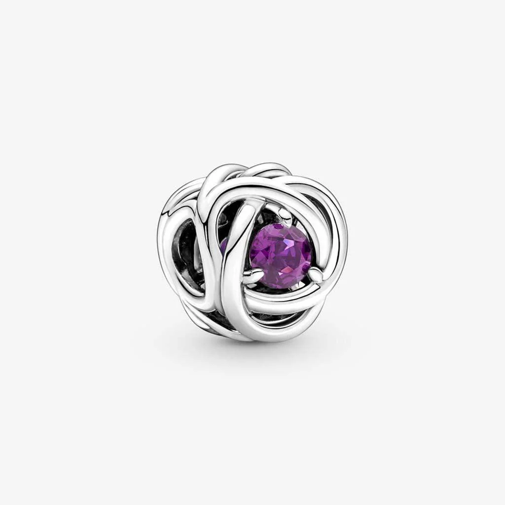 PANDORA : February Circle Charm - Purple Eternity