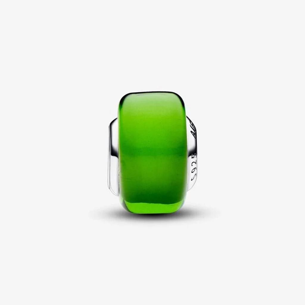 PANDORA : Green Mini Murano Glass Charm in Sterling Silver - Image 4