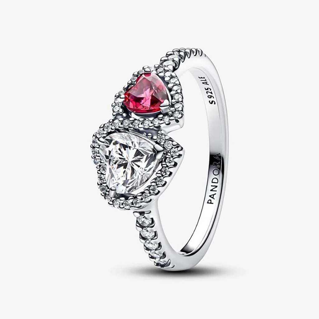 PANDORA : Halo Hearts Ring - Two Tone