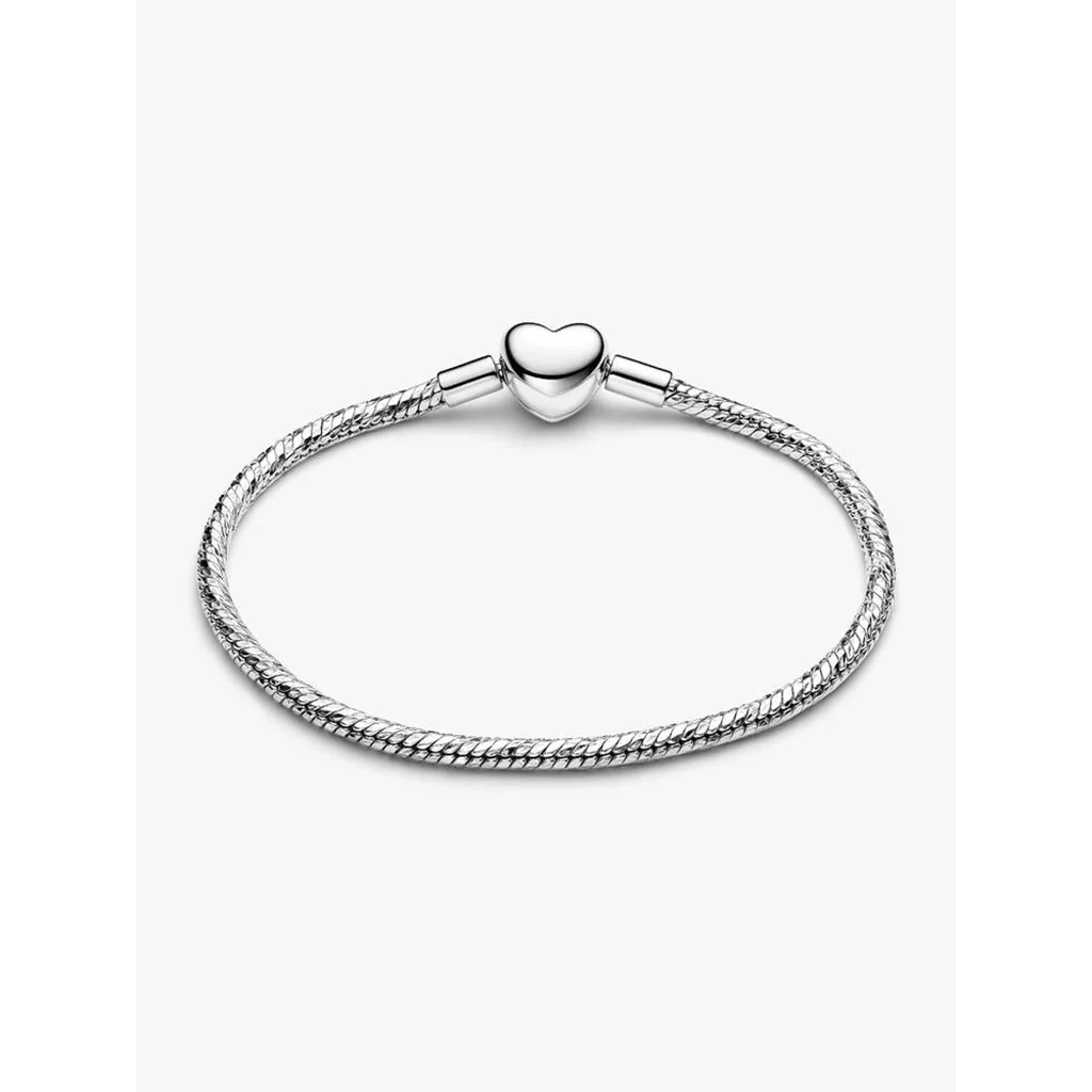 PANDORA : Heart Clasp Faceted Snake Chain Bracelet - Image 3