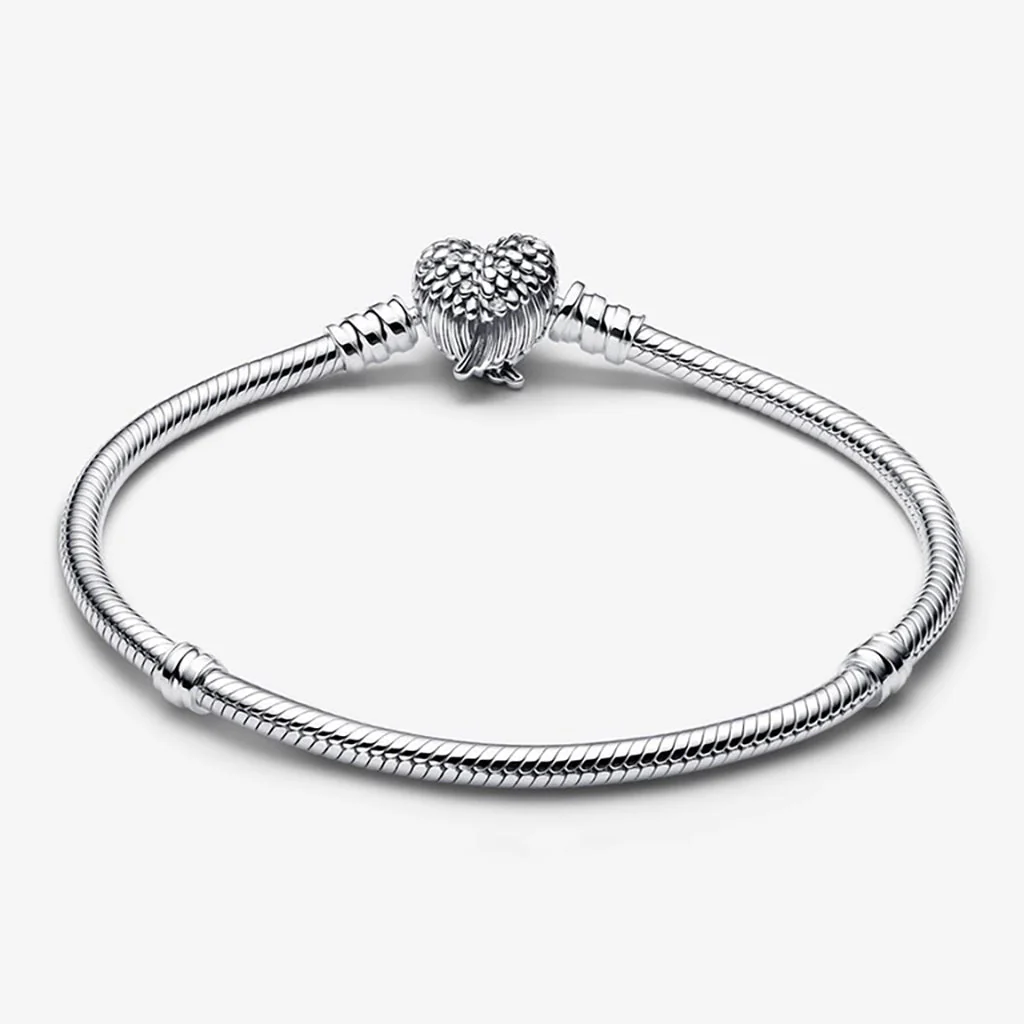 PANDORA : Heart Wings Clasp Snake Chain Bracelet - Image 3