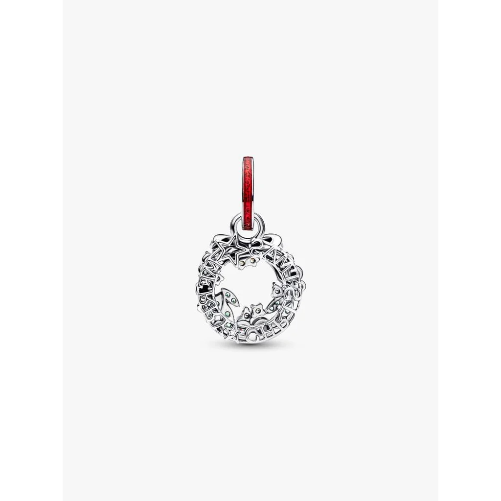 PANDORA : Holiday Wreath Double Dangle Charm - Image 4