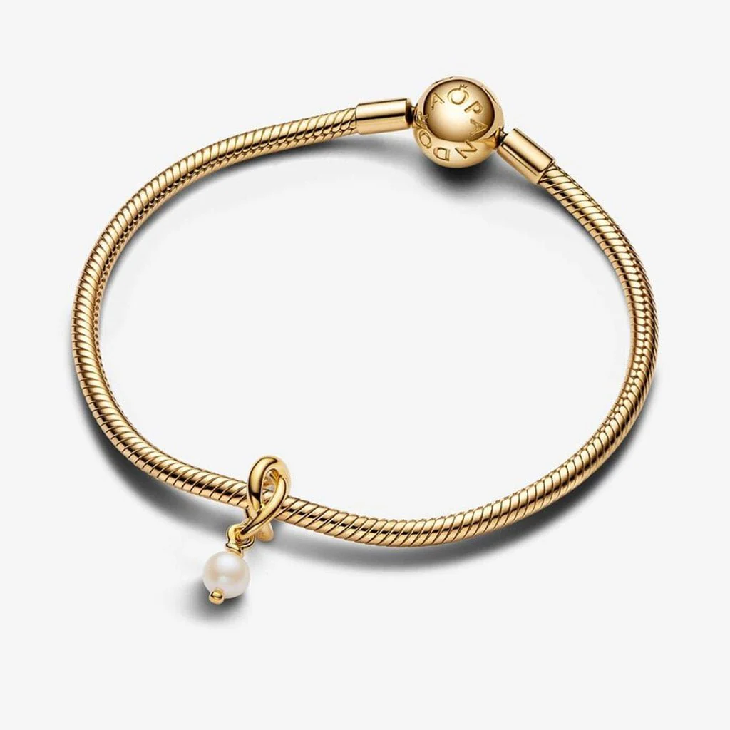 PANDORA : June Freshwater Cultured Pearl Eternity Circle Dangle Charm - Image 2