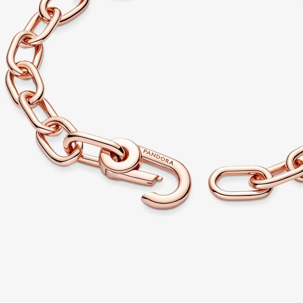 PANDORA : Link Chain Bracelet in Rose Gold - 2 Connectors - Image 4