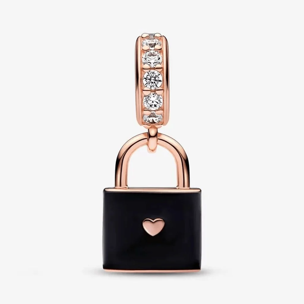 PANDORA : Love Padlock Dangle Charm - Rose Gold Plated - Image 3