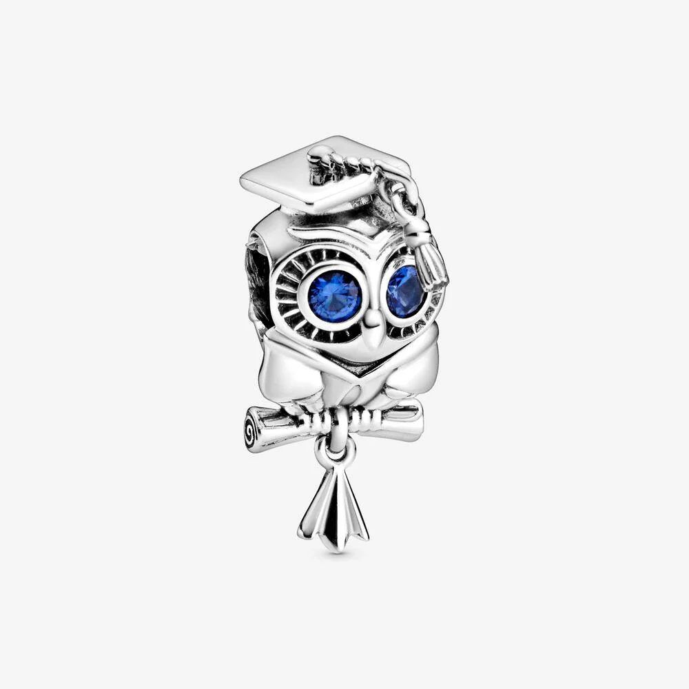 PANDORA : MOMENTS Wise Owl Graduation Charm with Blue Crystal