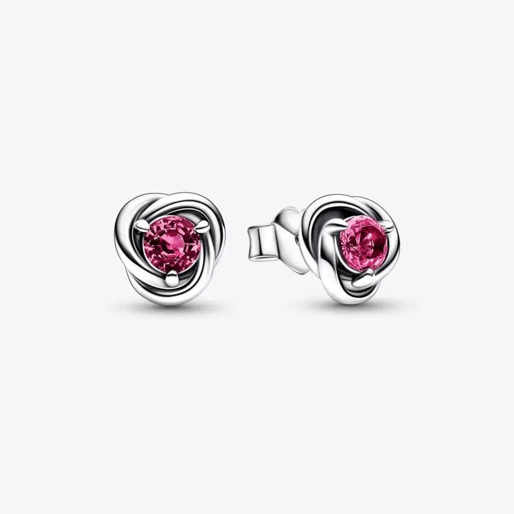 PANDORA : October Pink Eternity Circle Stud Earrings