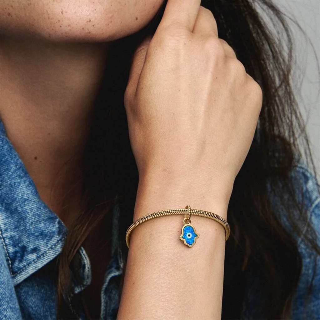 PANDORA : Opalescent Blue Hamsa Hand Dangle Charm - Image 3