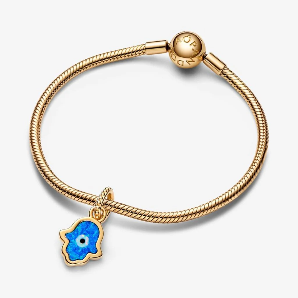 PANDORA : Opalescent Blue Hamsa Hand Dangle Charm - Image 5