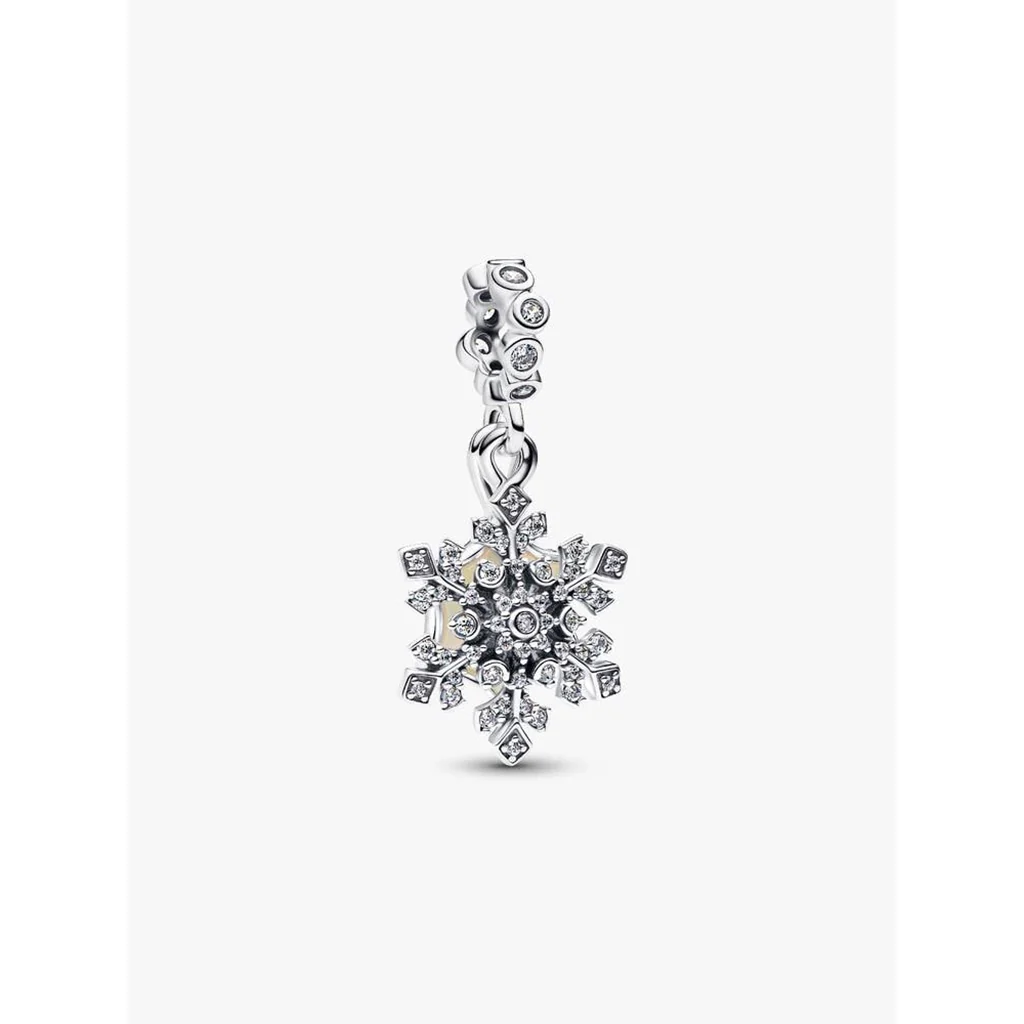 PANDORA : Opalescent Snowflake Double Dangle Charm