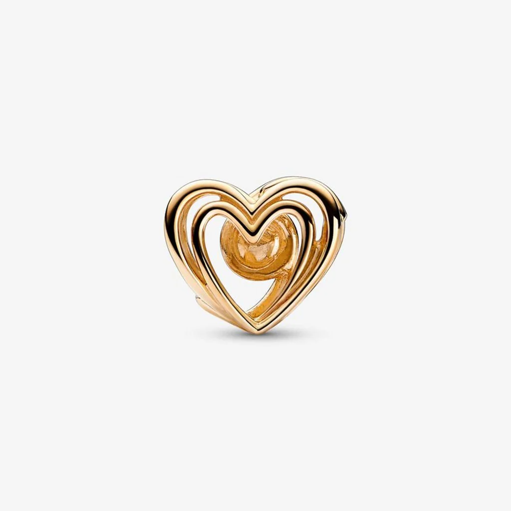 PANDORA : Openwork Swirling Heart & Treated Freshwater Cultured Pearl Charm - Image 2