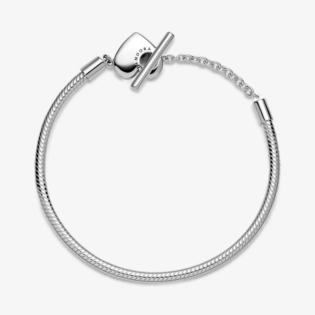 PANDORA : Pandora Moments Heart T-Bar Snake Chain Bracelet - Image 3