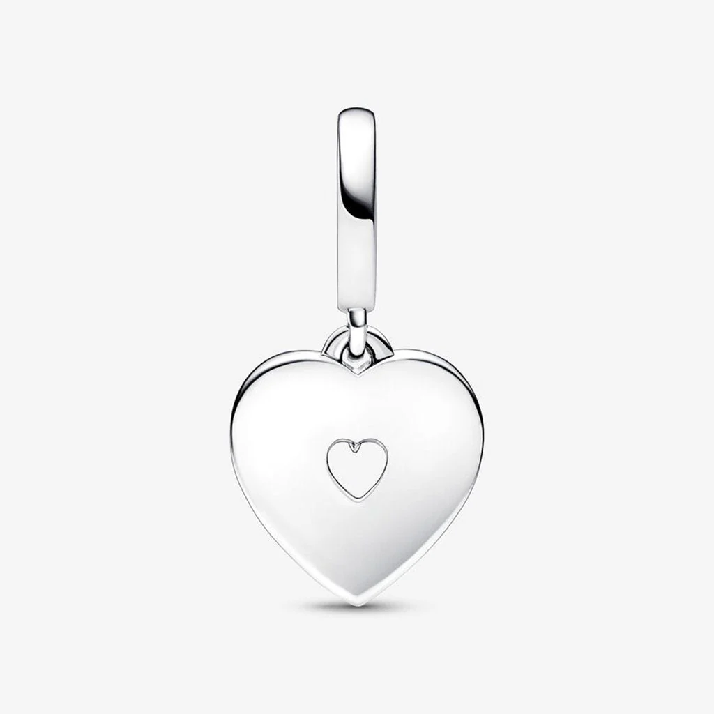 PANDORA : Pearlescent White Heart Double Dangle Charm - Image 4