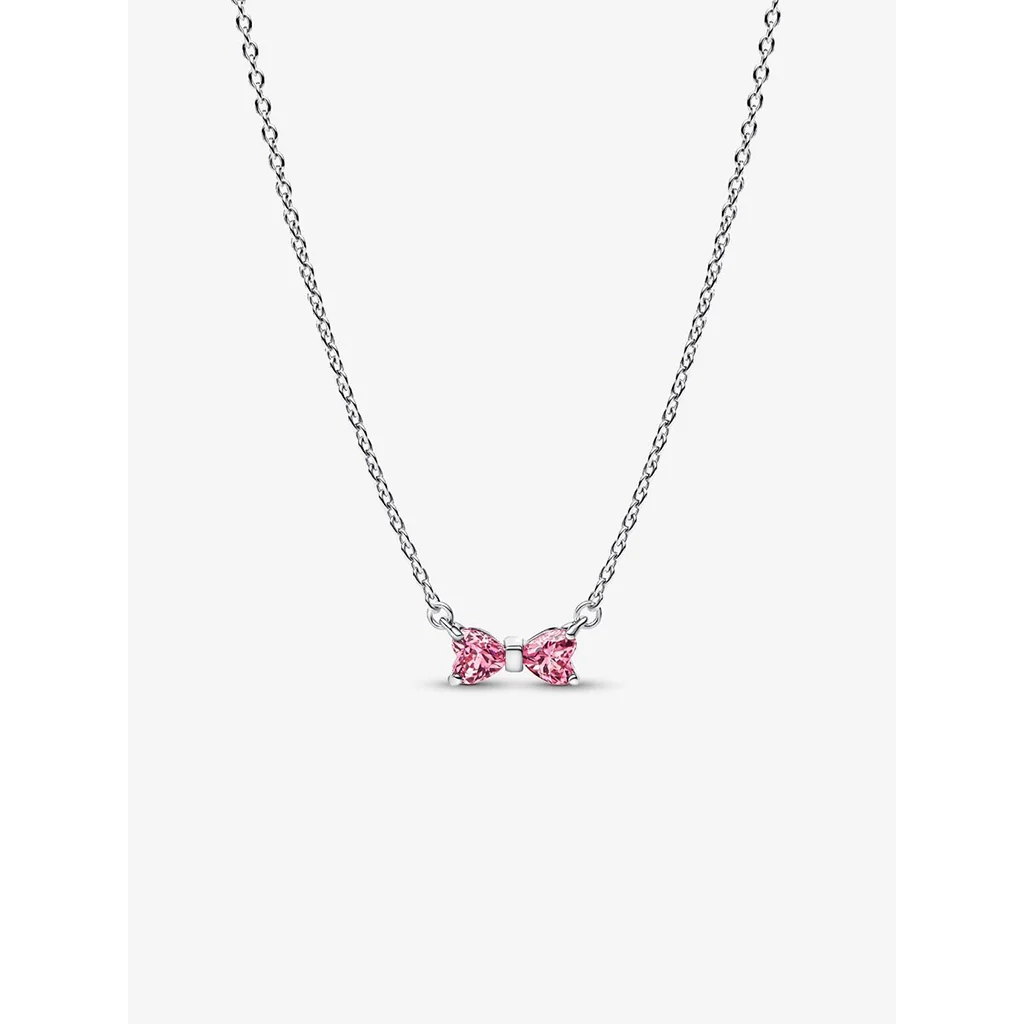 PANDORA : Pink Bow Pendant Necklace