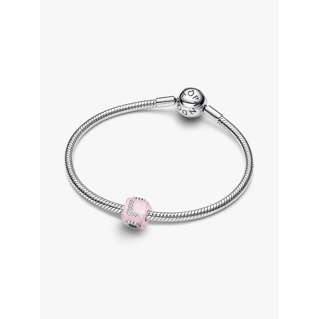 Pandora : Pink Murano Glass Love Cube Charm - Image 3