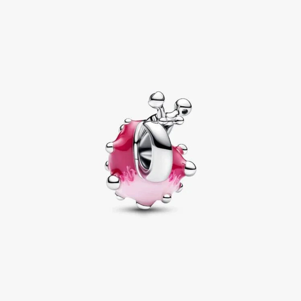 PANDORA : Pink Snail Charm - Silver - Image 2