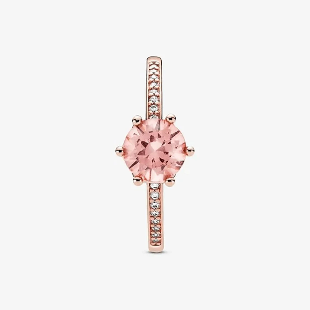 PANDORA : Pink Sparkling Crown Solitaire Ring - Image 3