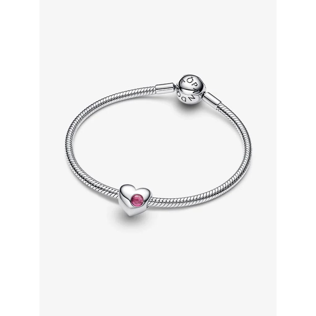 PANDORA : Pink Stone Heart Charm - Image 2