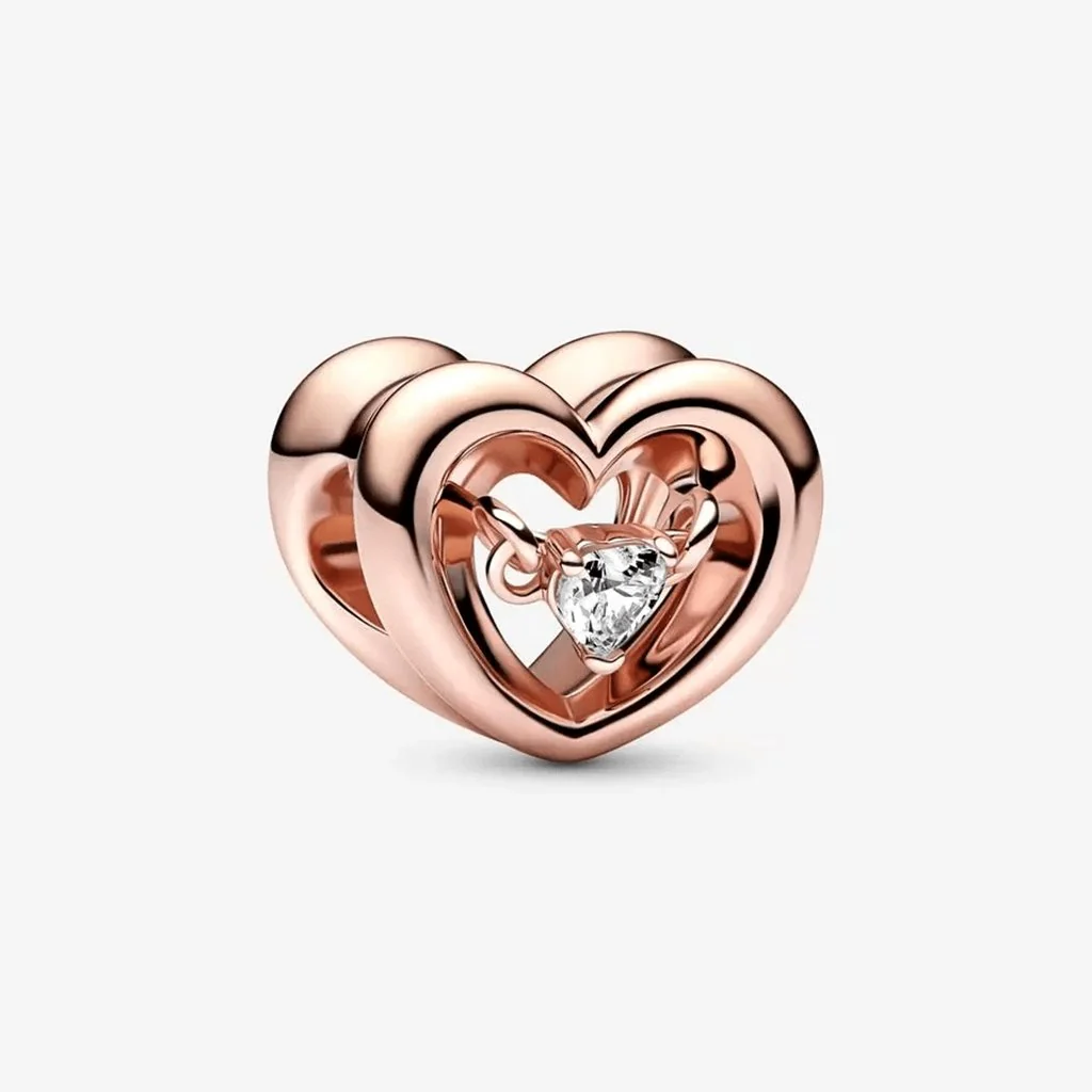 PANDORA : Radiant Heart & Floating Stone Charm