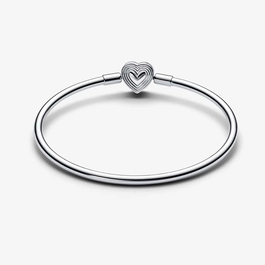 PANDORA Radiating Heart Clasp Bangle Sterling Silver - Image 3