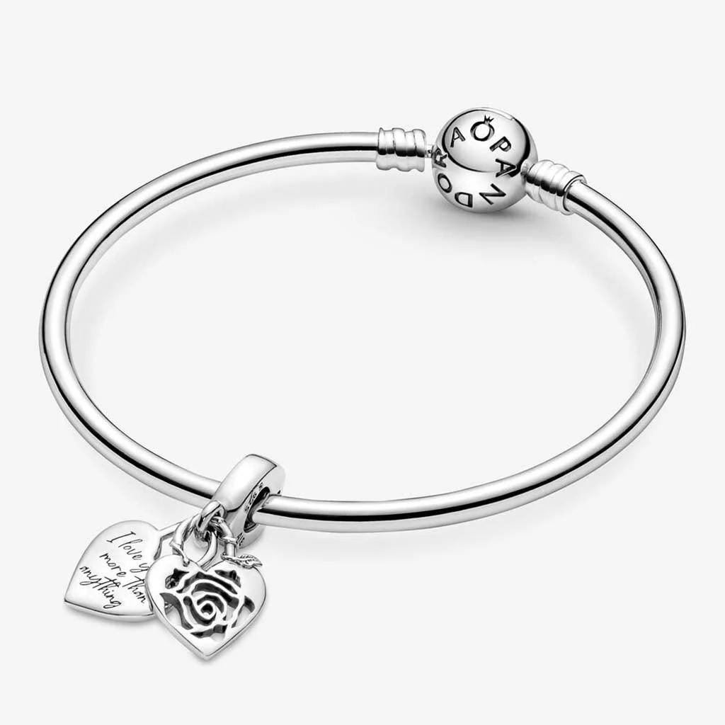 PANDORA : Rose Heart Padlock Dangle Charm - Image 5