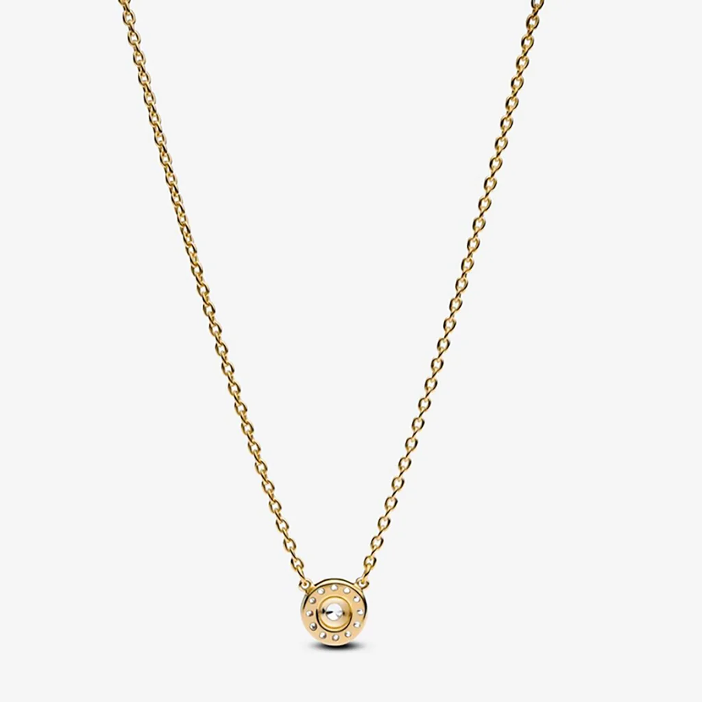PANDORA : Round Pavé Halo Pendant Necklace - Image 4