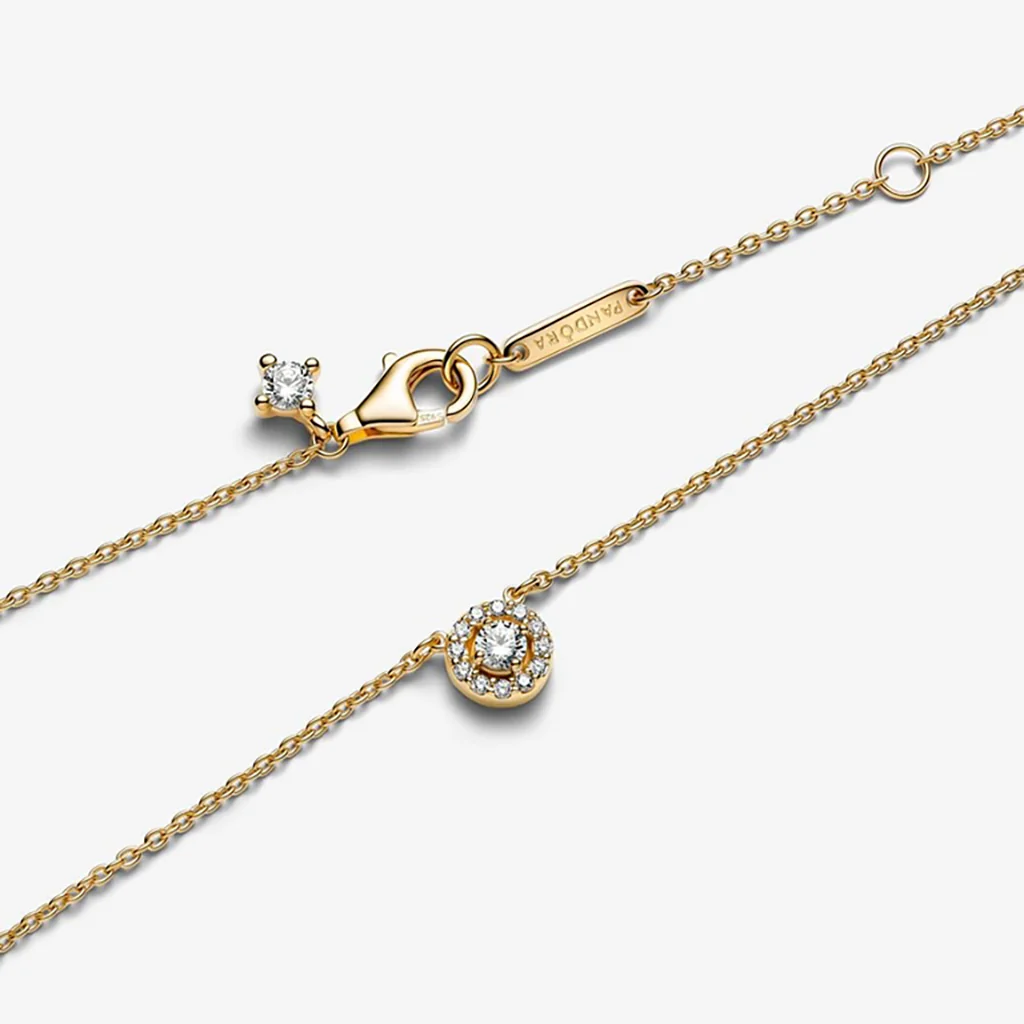 PANDORA : Round Pavé Halo Pendant Necklace - Image 5