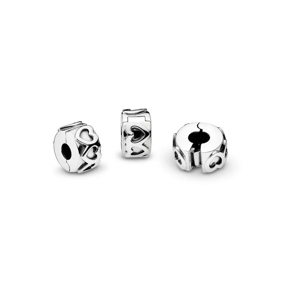 PANDORA : Row of Hearts Clip Charm - Image 2