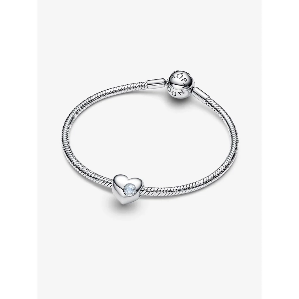PANDORA : Sea Aqua Blue Stone Heart Charm - Image 2