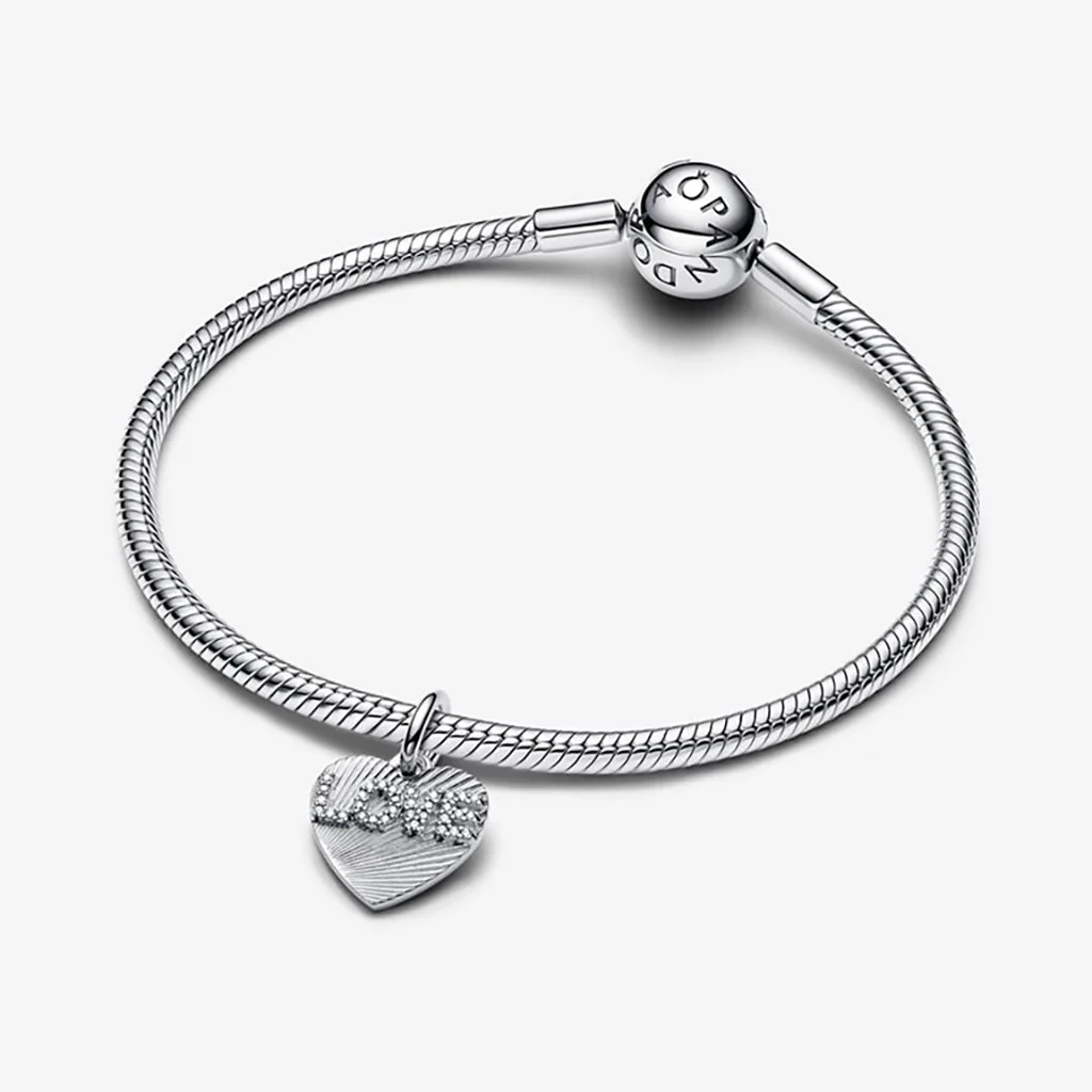 PANDORA : Silver Love Heart Dangle Charm - Image 3