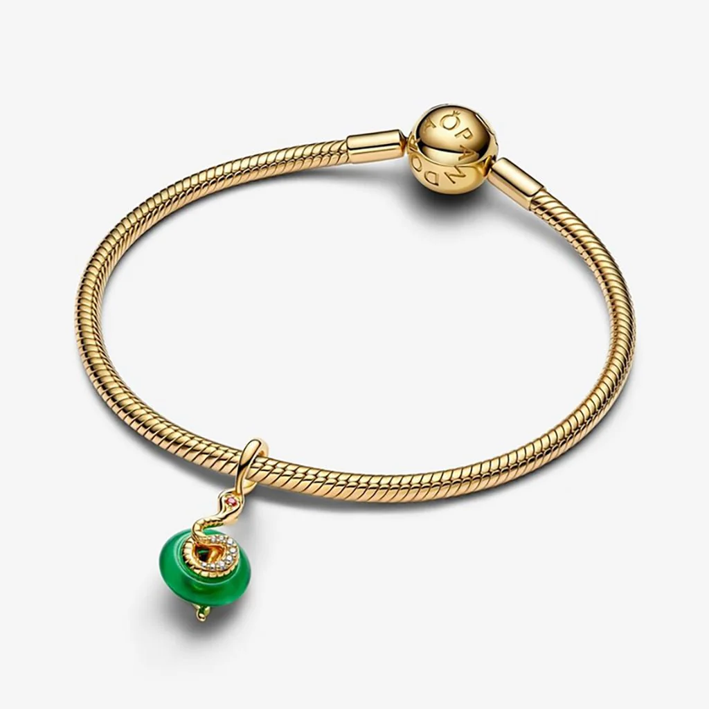 PANDORA : Snake Green Murano Glass Dangle Charm - Image 4