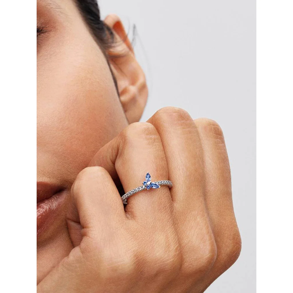PANDORA : Sparkling Blue Butterfly Ring - Image 2