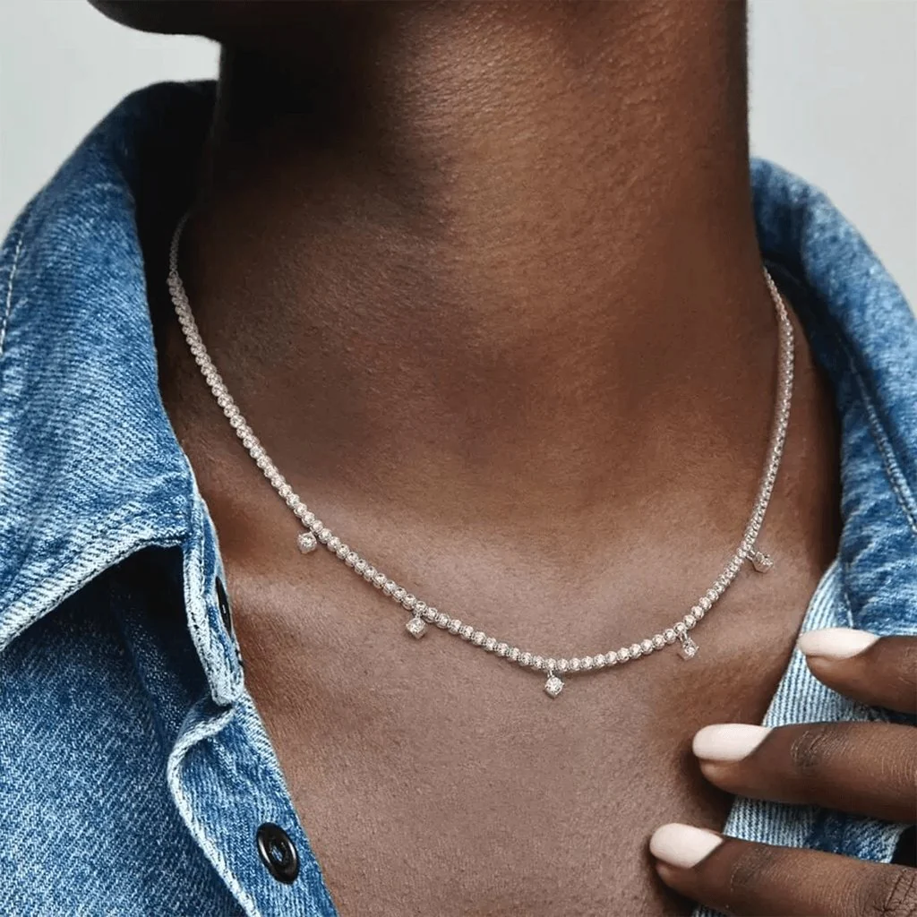 PANDORA : Sparkling Drop Collier Necklace in Sterling Silver - 16.5 in - Image 3