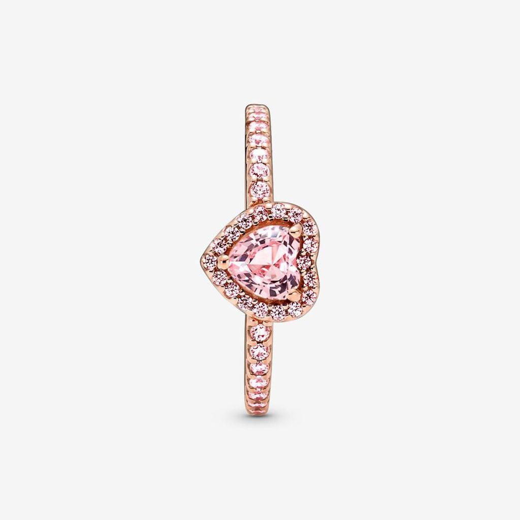 PANDORA : Sparkling Elevated Heart Ring - Pink - Image 6