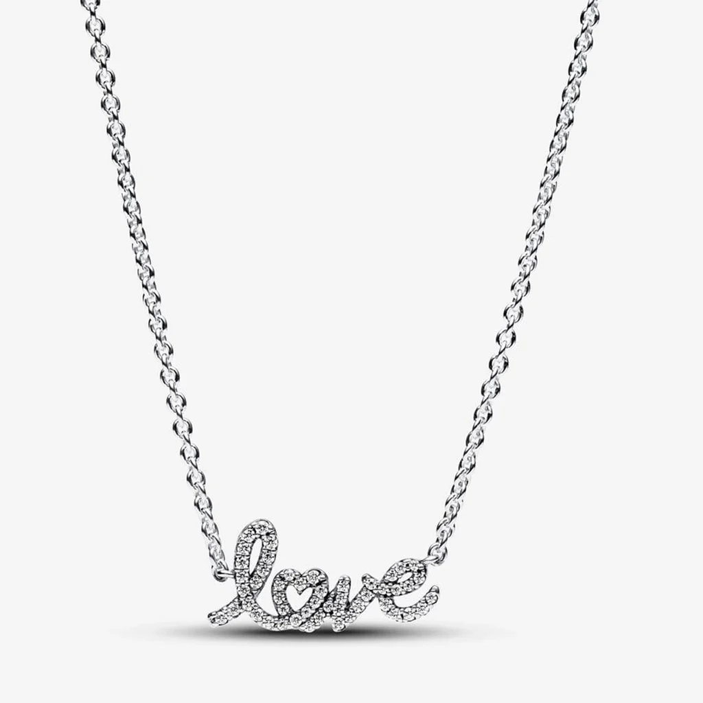 PANDORA : Sparkling Handwritten Love Collier Necklace - Sterling Silver