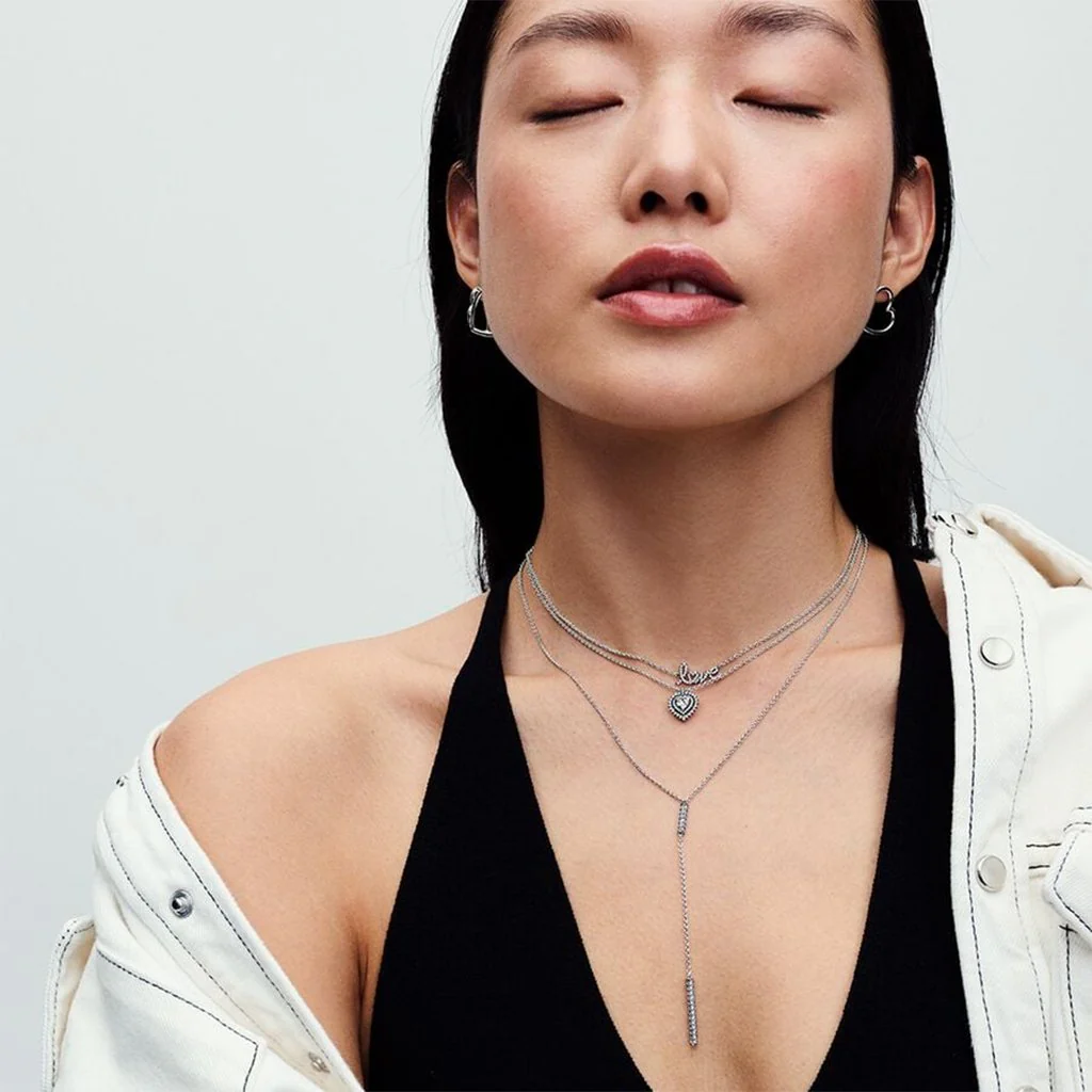PANDORA : Sparkling Handwritten Love Collier Necklace - Sterling Silver - Image 3