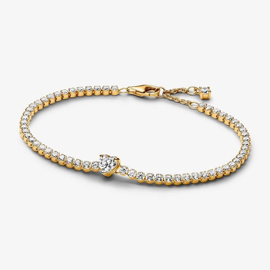 PANDORA : Sparkling Heart Tennis Bracelet - Gold