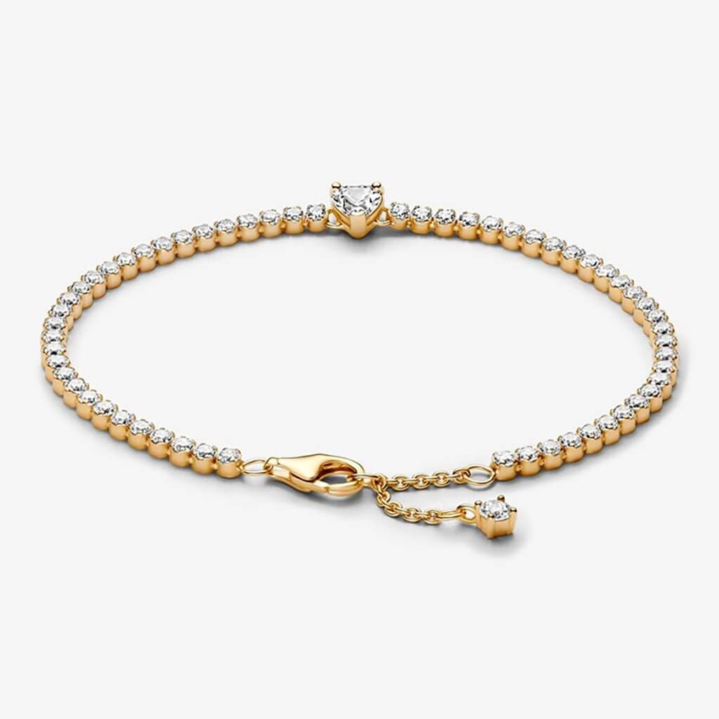 PANDORA : Sparkling Heart Tennis Bracelet - Gold - Image 3