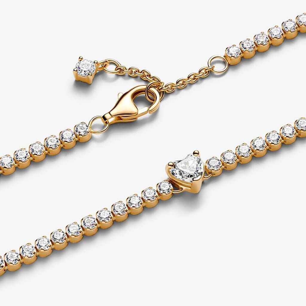 PANDORA : Sparkling Heart Tennis Bracelet - Gold - Image 4