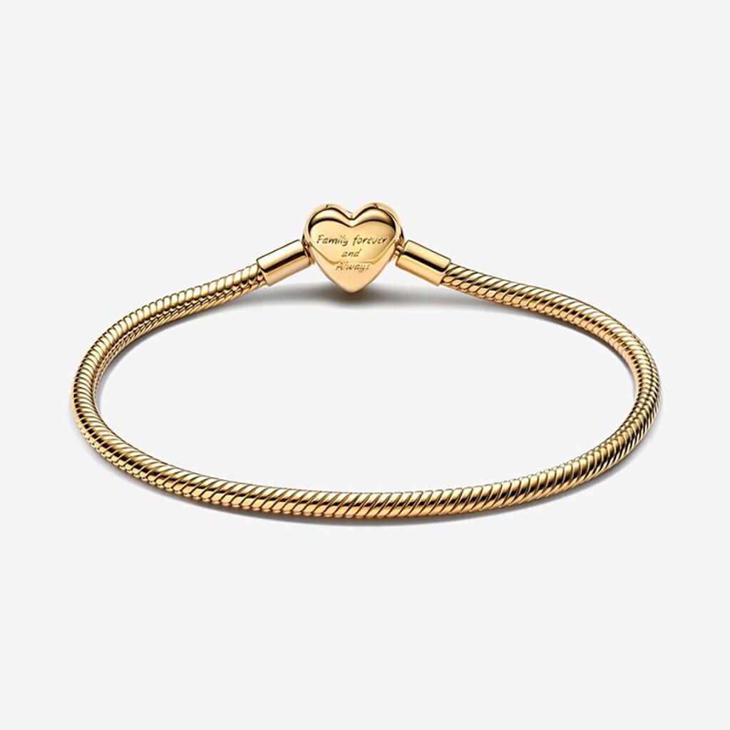 PANDORA : Sparkling Infinity Heart Clasp Snake Chain Bracelet - Gold - Image 3