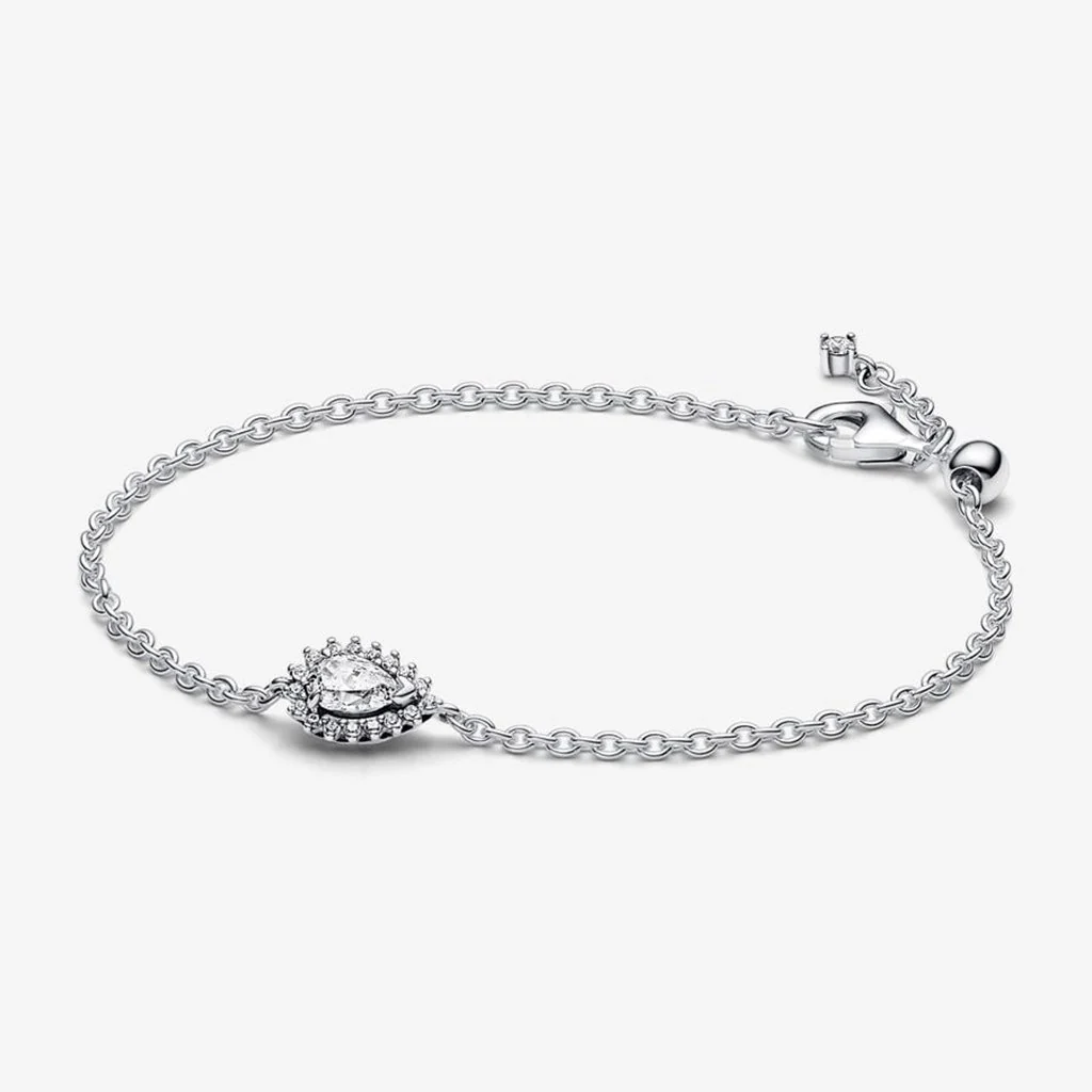 PANDORA : Sparkling Pear Halo Chain Bracelet - Sterling Silver